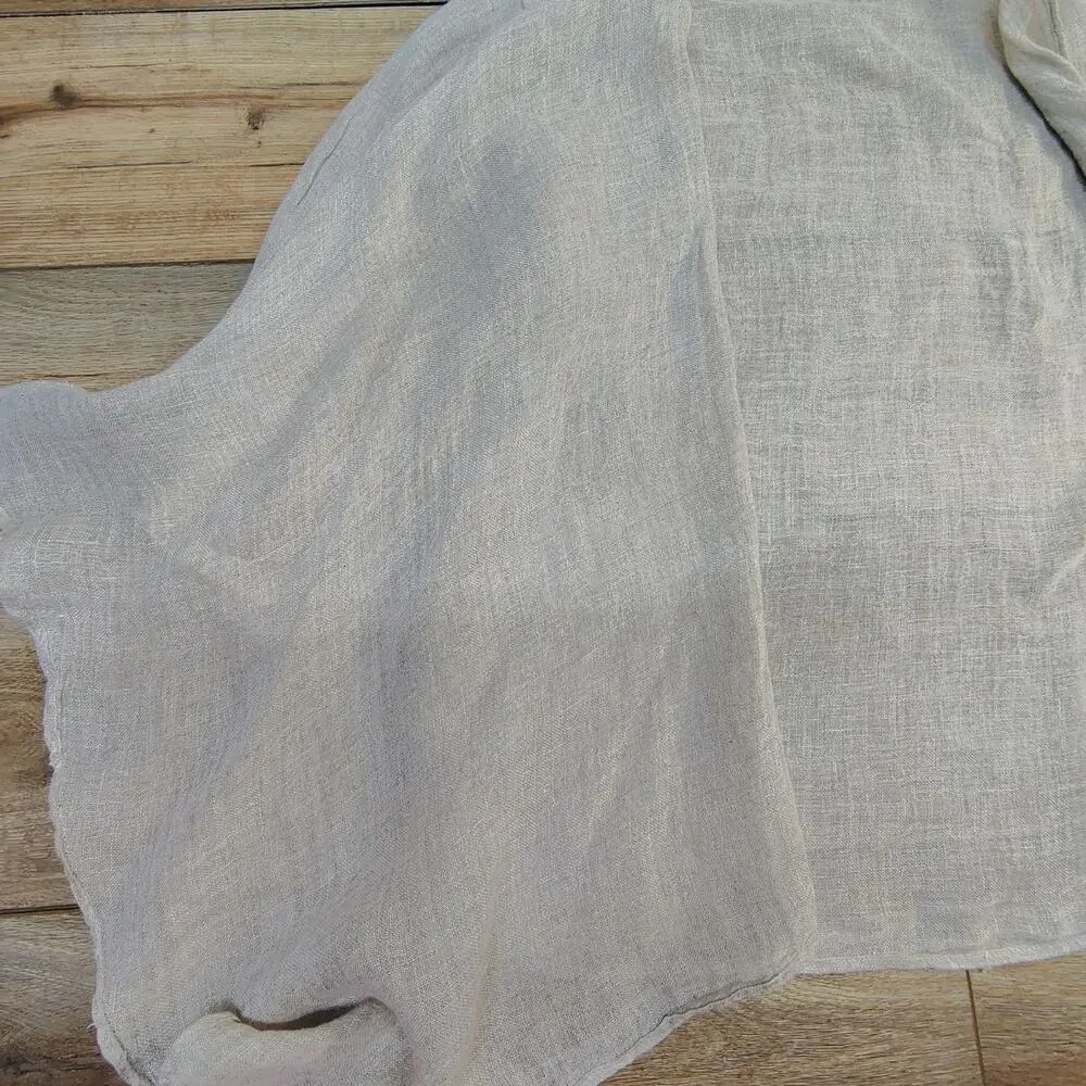 Pure Linen Gauze Kimono Cardigan Duster Wrap Coastal Grandmother Shrug Large